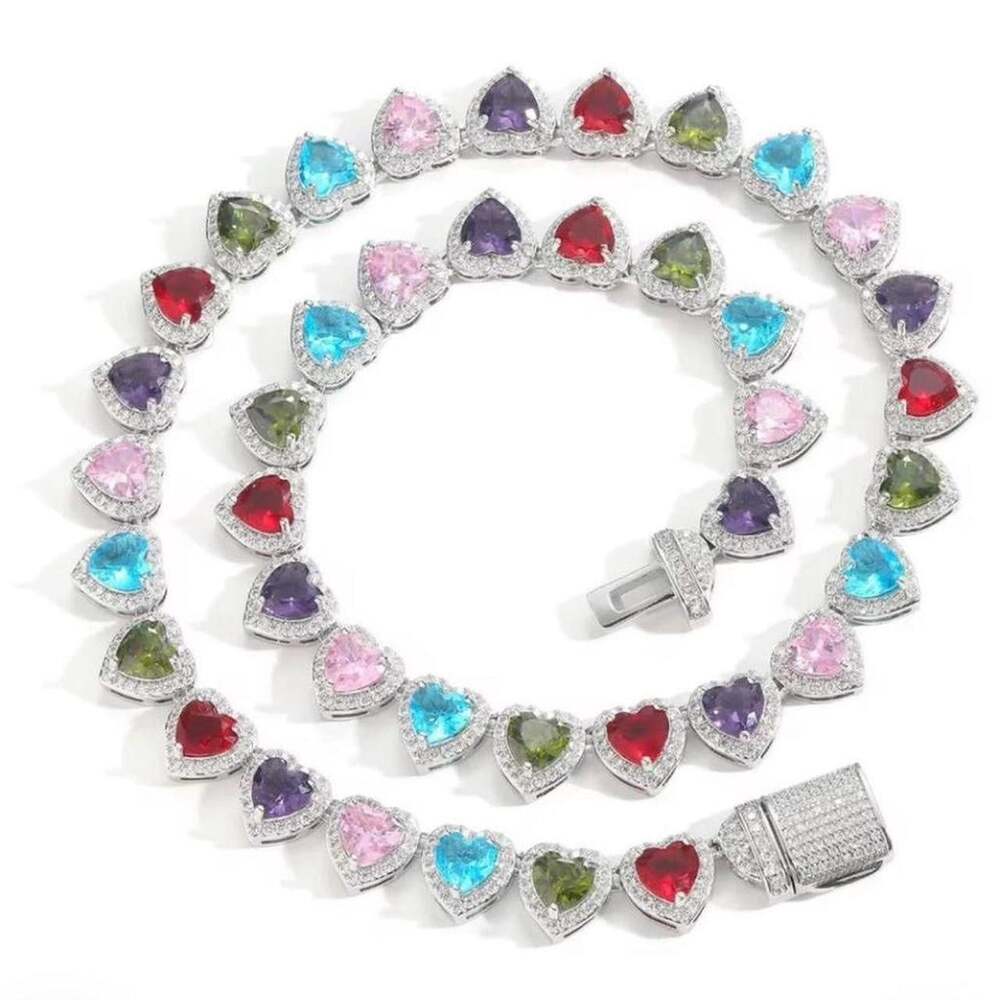 Multi Coloured Heart Shaped Necklace 16inch